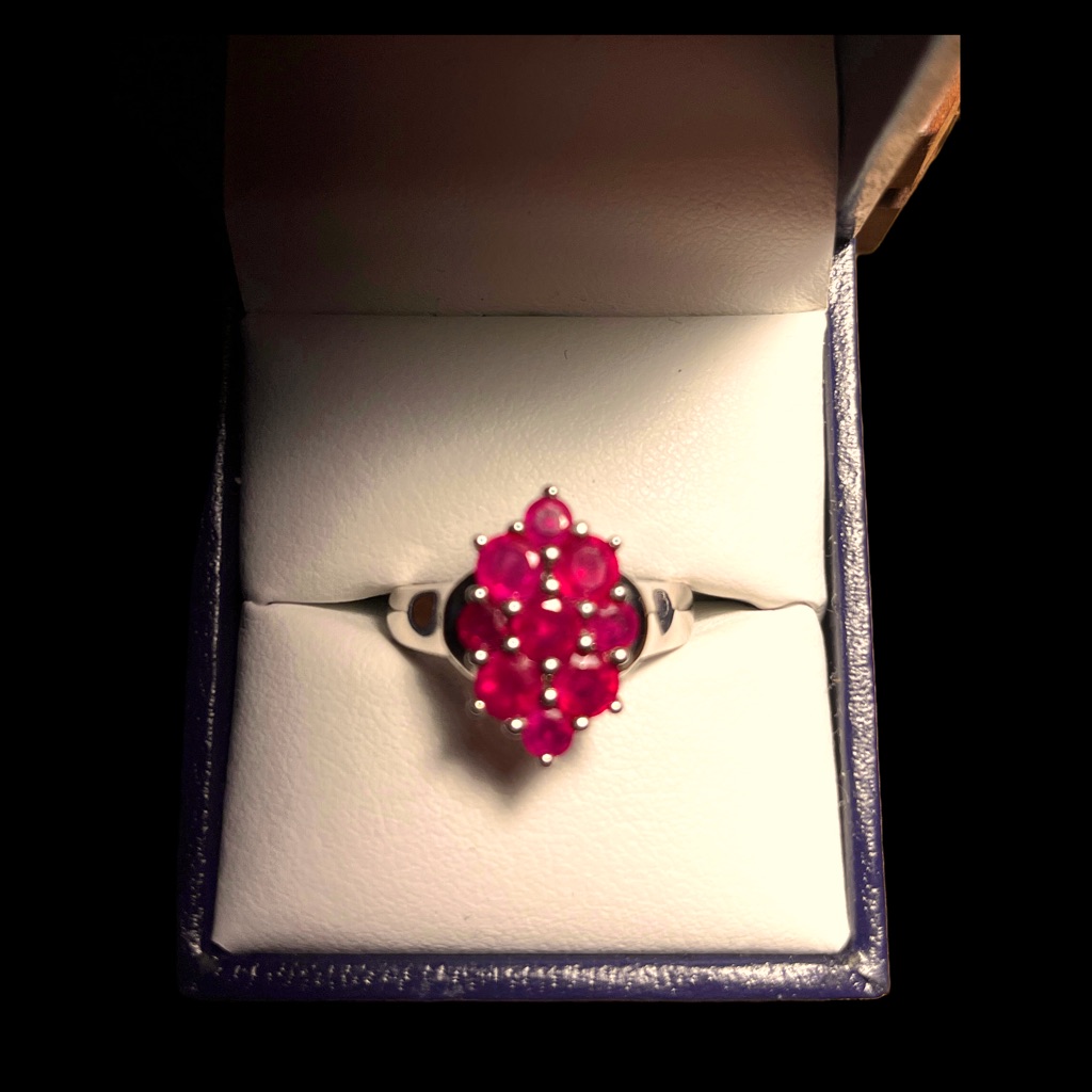Natural Ruby Sterling Silver Ring Size 7
